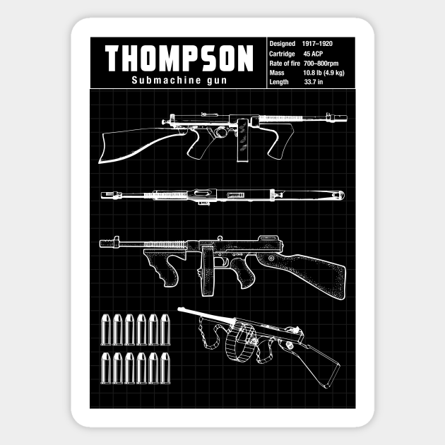 THOMPSON SUBMACHINE GUN Thompson Submachine Gun Sticker TeePublic